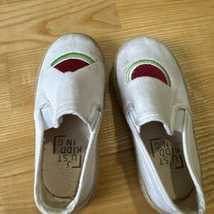 White and Red Kids Slip-On Shoes